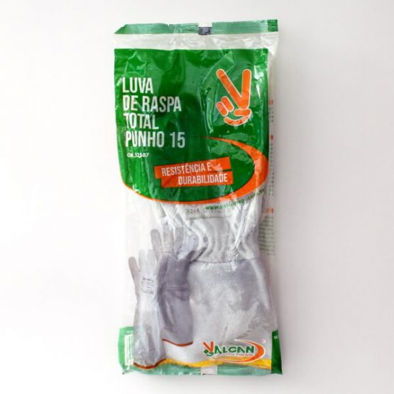 LUVA DE RASPA DE COURO REFORCADA LONGA 15 CM.