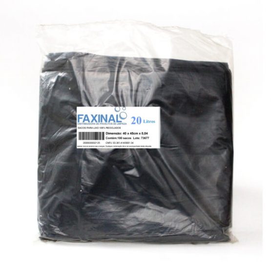 SACO P/ LIXO FAXINAL 20 LITROS 40X45X0,04 C/100