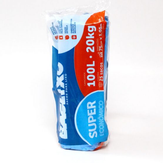 SACO P/ LIXO BAGLIXO AZUL 100 LITROS 75X105 C/25