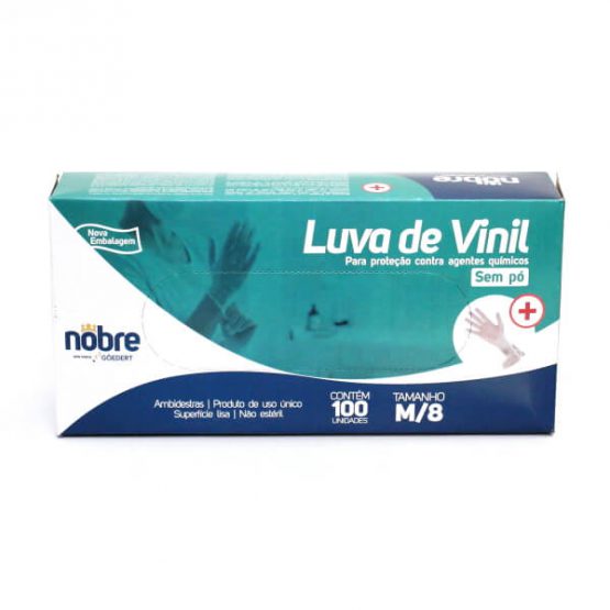LUVA PROCEDIMENTOS NOBRE VINIL SEM PO TAMANHO M C/100