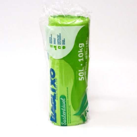 SACO P/ LIXO BAGLIXO SUSTENTAVEL VERDE 50 LITROS 63X80 C/30