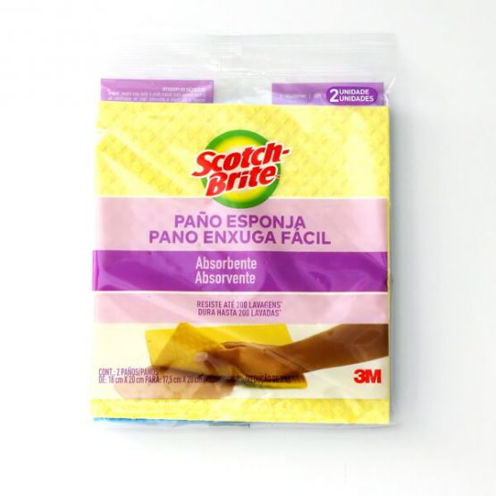PANO ESPONJA SCOTCH BRITE ENXUGA FACIL C/2 18X20