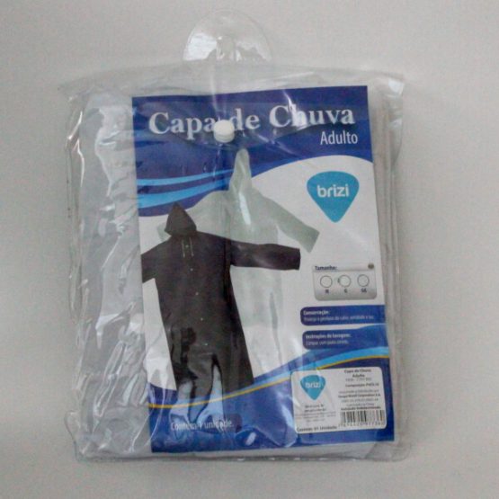 CAPA DE CHUVA PVC TRANSPARENTE ADULTA TAMANHO G