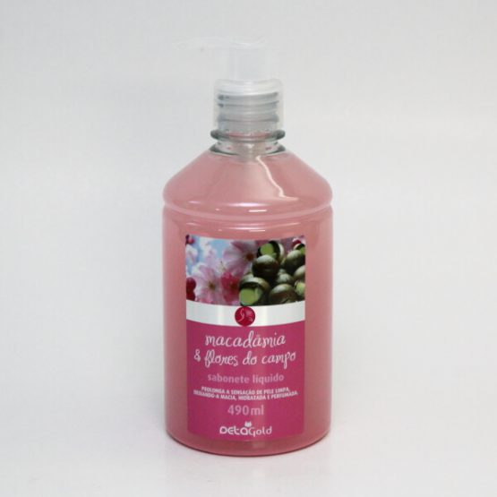 SABONETE LIQUIDO DETAGOLD MACADAMIA E FLORES DO CAMPO 490 ML.