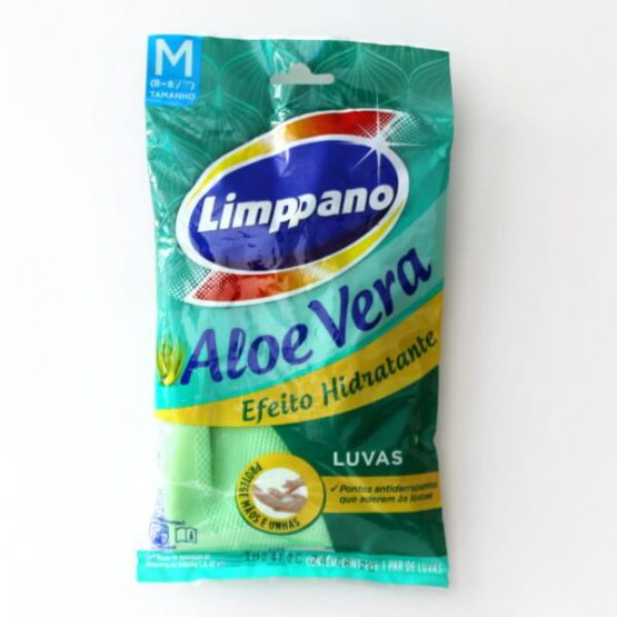 LUVA DE BORRACHA LIMPPANO C/ EFEITO HIDRATANTE ALOE VERA TAM. G