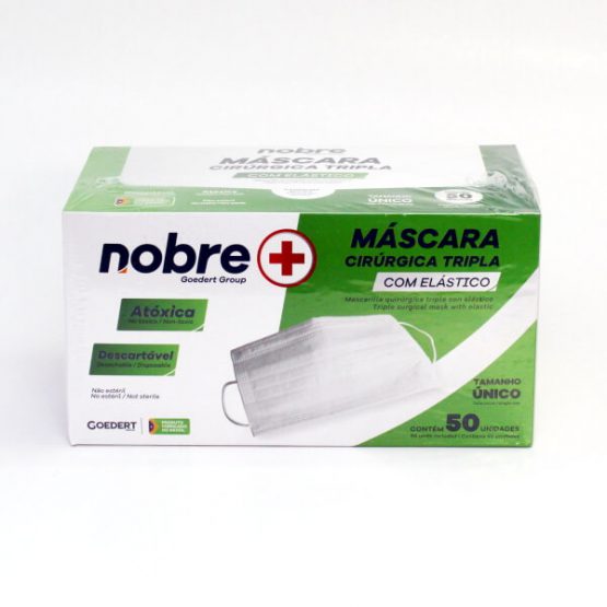 MASCARA DESCARTAVEL NOBRE TRIPLA C/ ELASTICO C/50