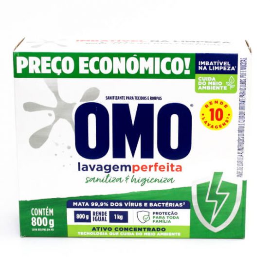 SABAO EM PO OMO LAVAGEM PERFEITA SANITIZANTE 800 G.