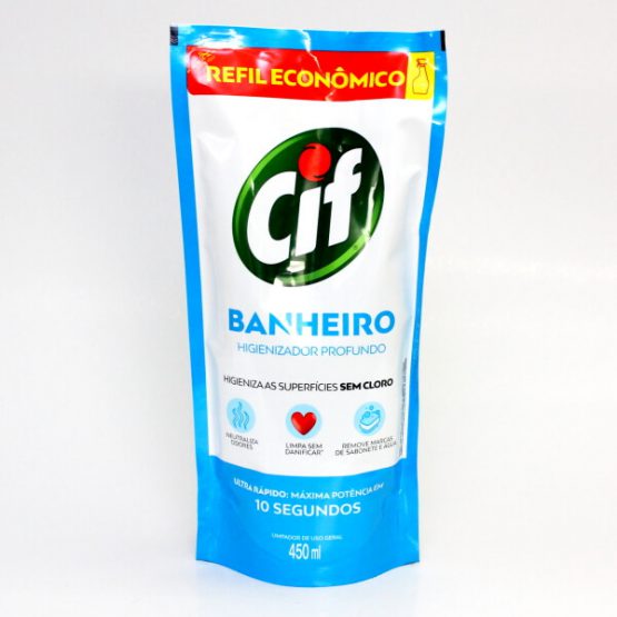 LIMPADOR CIF BANHEIRO SEM CLORO REFIL SACHET 450 ML.