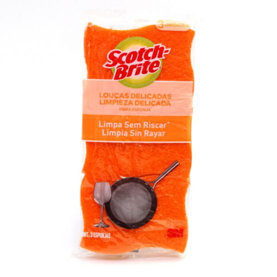 ESPONJA SCOTCH BRITE LIMPEZA SEM RISCAR LARANJA C/3