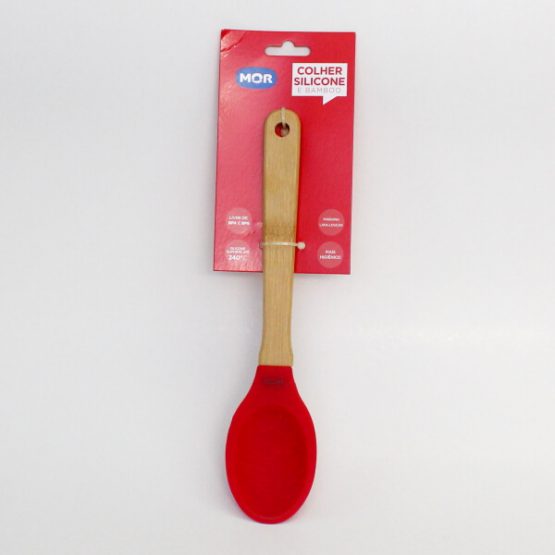 COLHER DE SILICONE E BAMBOO MOR